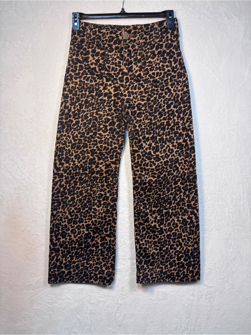 ANTHROPOLOGIE Maeve Colette Leopard Print Cropped High-Rise Wide-Leg Jeans Sz 26 - Picture 3 of 12